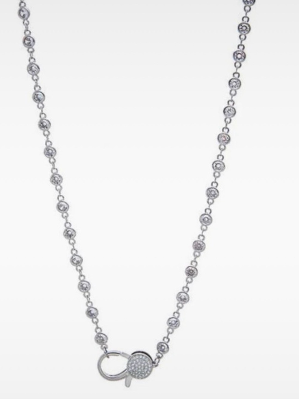 Adina Eden Adina Eden Silver CZ Bezel Pave Lobster
Lock Chain Choker 14 INCHES